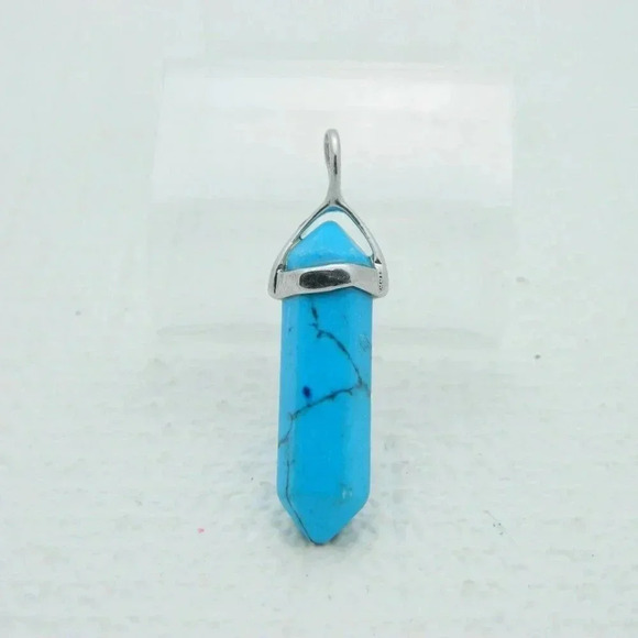 Vintage Silver Tone Blue Howlite Spiritual Crystal - Picture 1 of 4